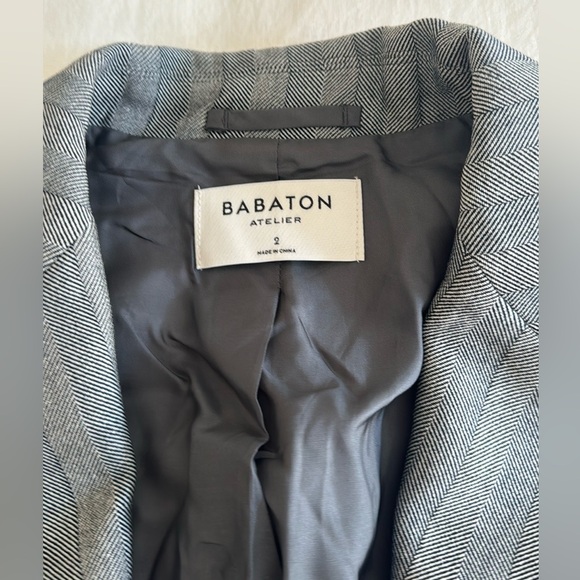 Aritzia Babaton Women’s 2 Atelier Oversized Tailored Blazer Herringbone Gray - Picture 5 of 11